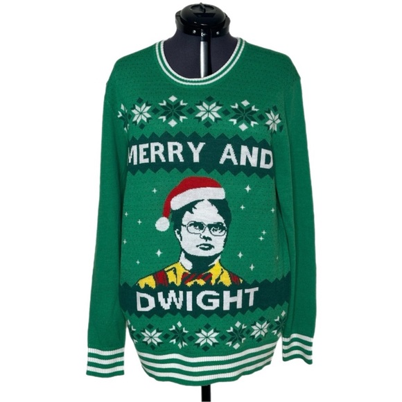 Tipsy Elves x The Office Merry and Dwight Christmas Sweater - Picture 1 of 5